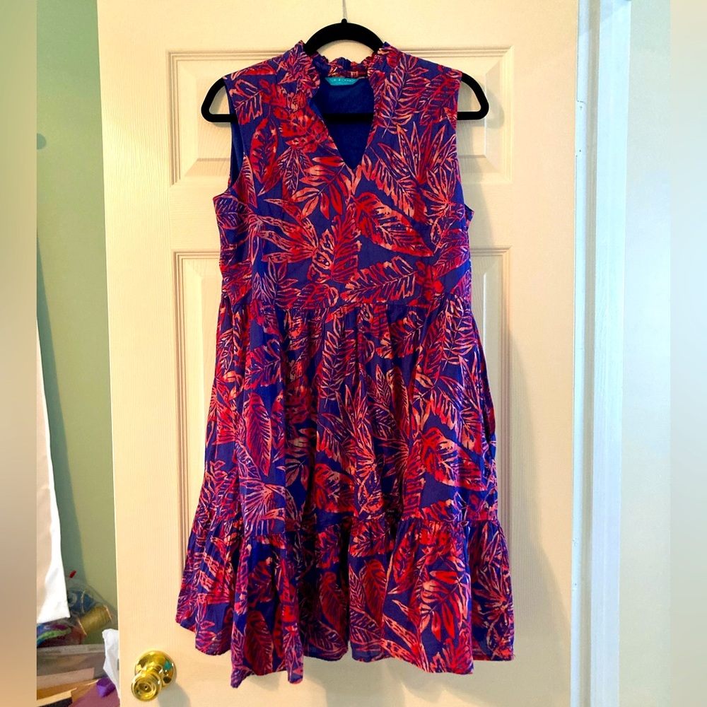 Tori Richard Red and Blue Patterned Dress